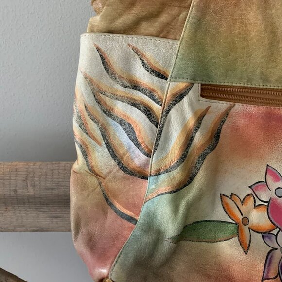 Great American Leather Works Hand-Painted Floral/Animal print Handbag - Picture 9 of 13